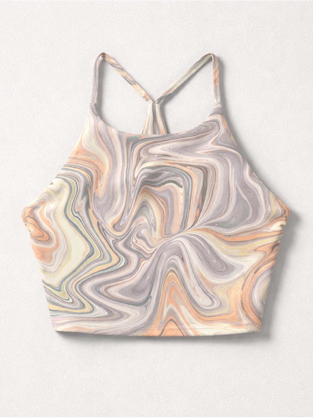 Old Navy PowerSoft Marble Print Racerback Tank – Pastel Workout Top (XL)